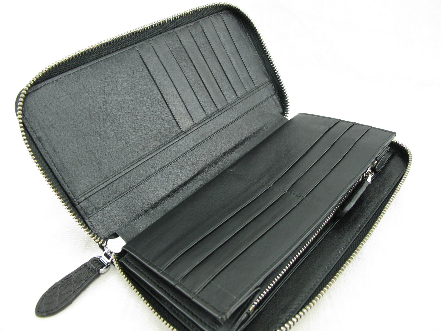 Genuine Crocodile Tail Skin Leather Large Zip Around Clutch Wallet Purse