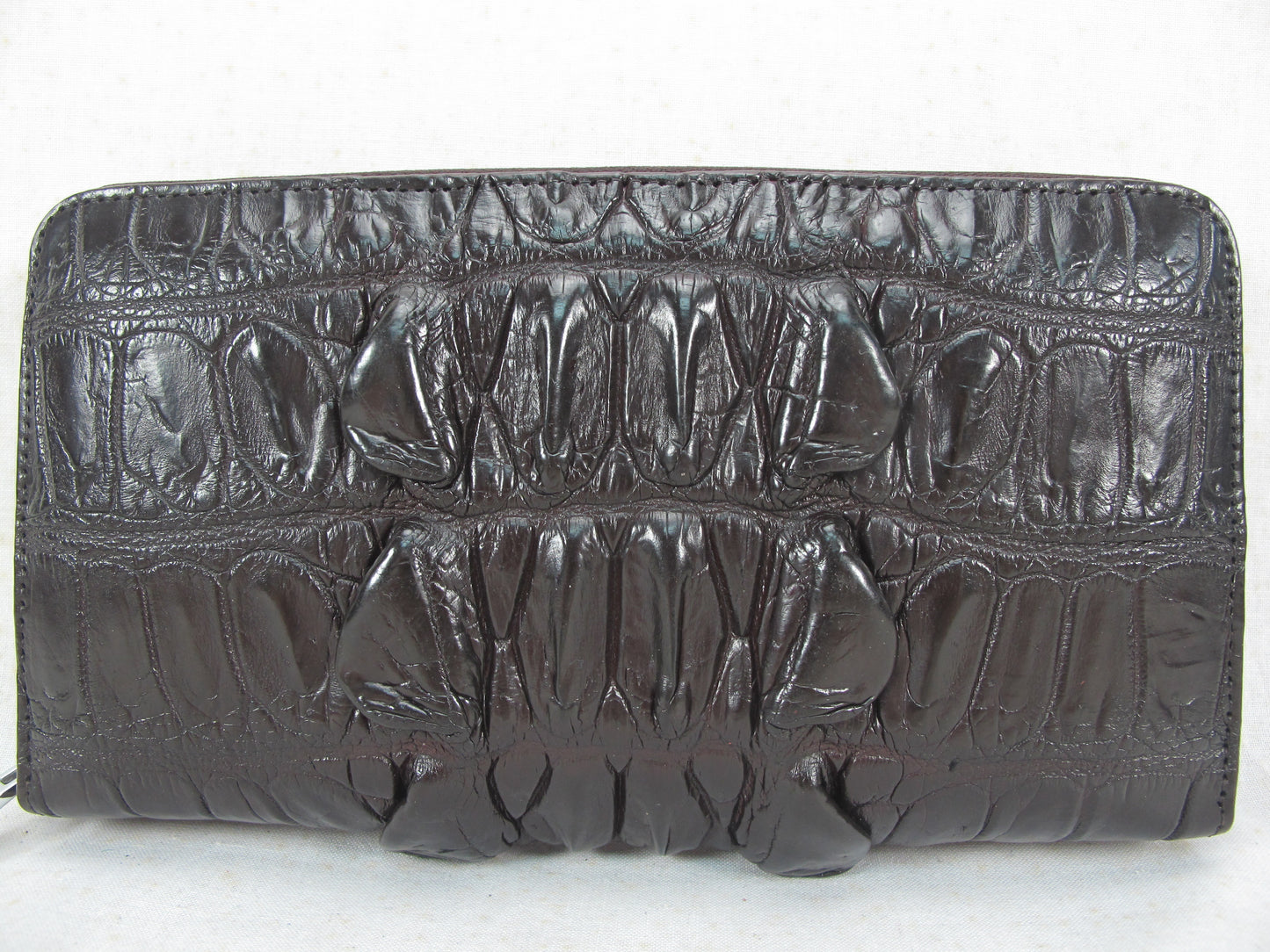 Genuine Crocodile Tail Skin Leather Large Zip Around Clutch Wallet Purse