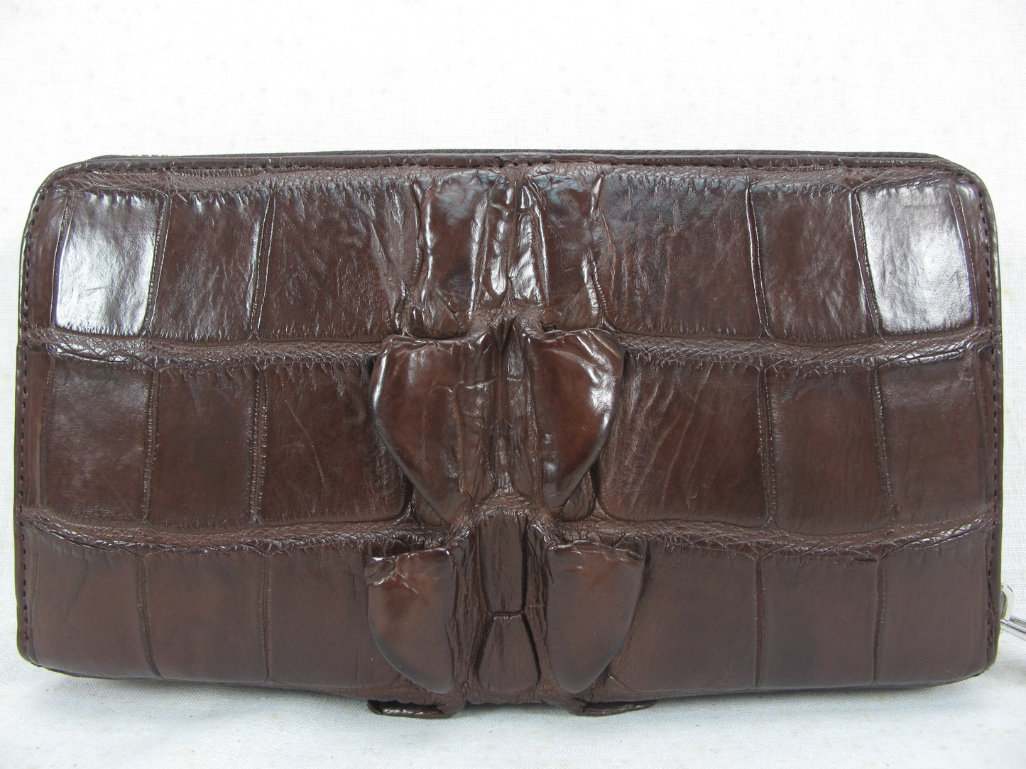 Genuine Crocodile Tail Skin Leather Large Zip Around Clutch Wallet Purse