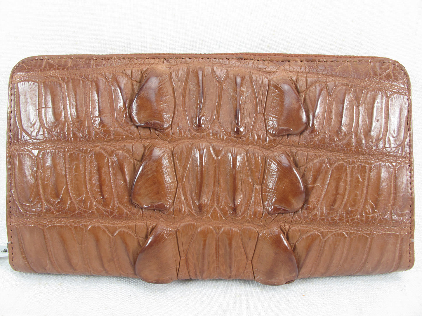 Genuine Crocodile Tail Skin Leather Large Zip Around Clutch Wallet Purse