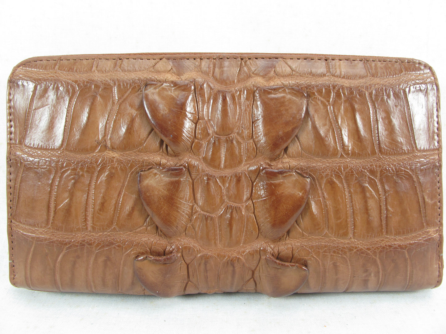 Genuine Crocodile Tail Skin Leather Large Zip Around Clutch Wallet Purse