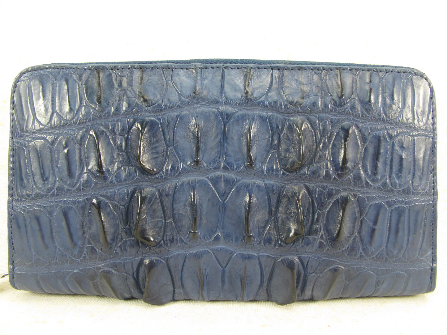 Genuine Crocodile Tail Skin Leather Large Zip Around Clutch Wallet Purse