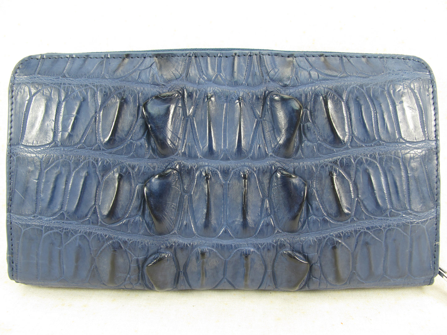 Genuine Crocodile Tail Skin Leather Large Zip Around Clutch Wallet Purse