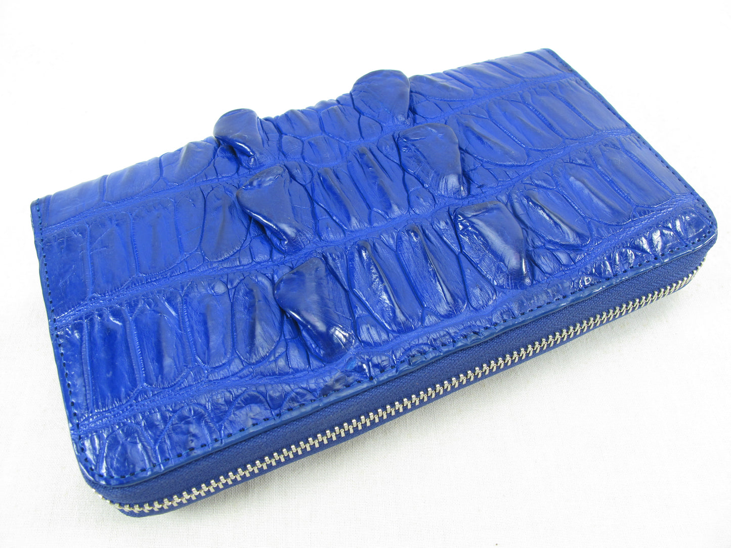 Genuine Crocodile Tail Skin Leather Large Zip Around Clutch Wallet Purse