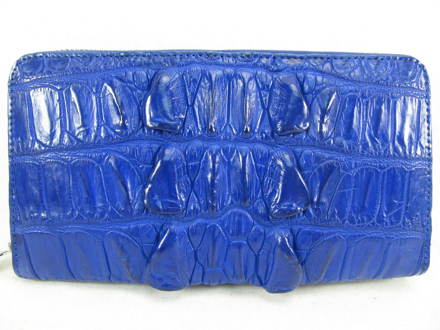 Genuine Crocodile Tail Skin Leather Large Zip Around Clutch Wallet Purse