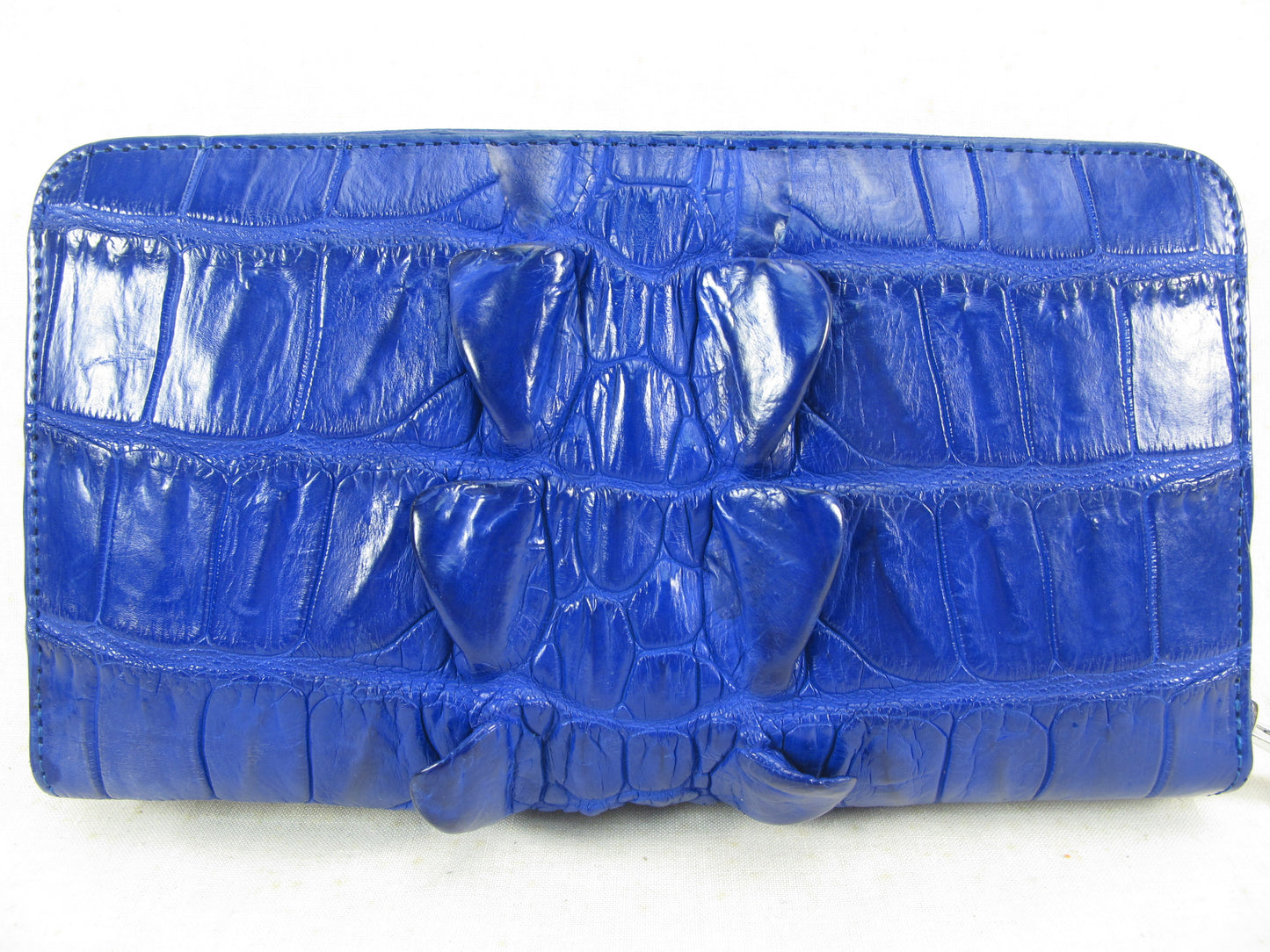 Genuine Crocodile Tail Skin Leather Large Zip Around Clutch Wallet Purse