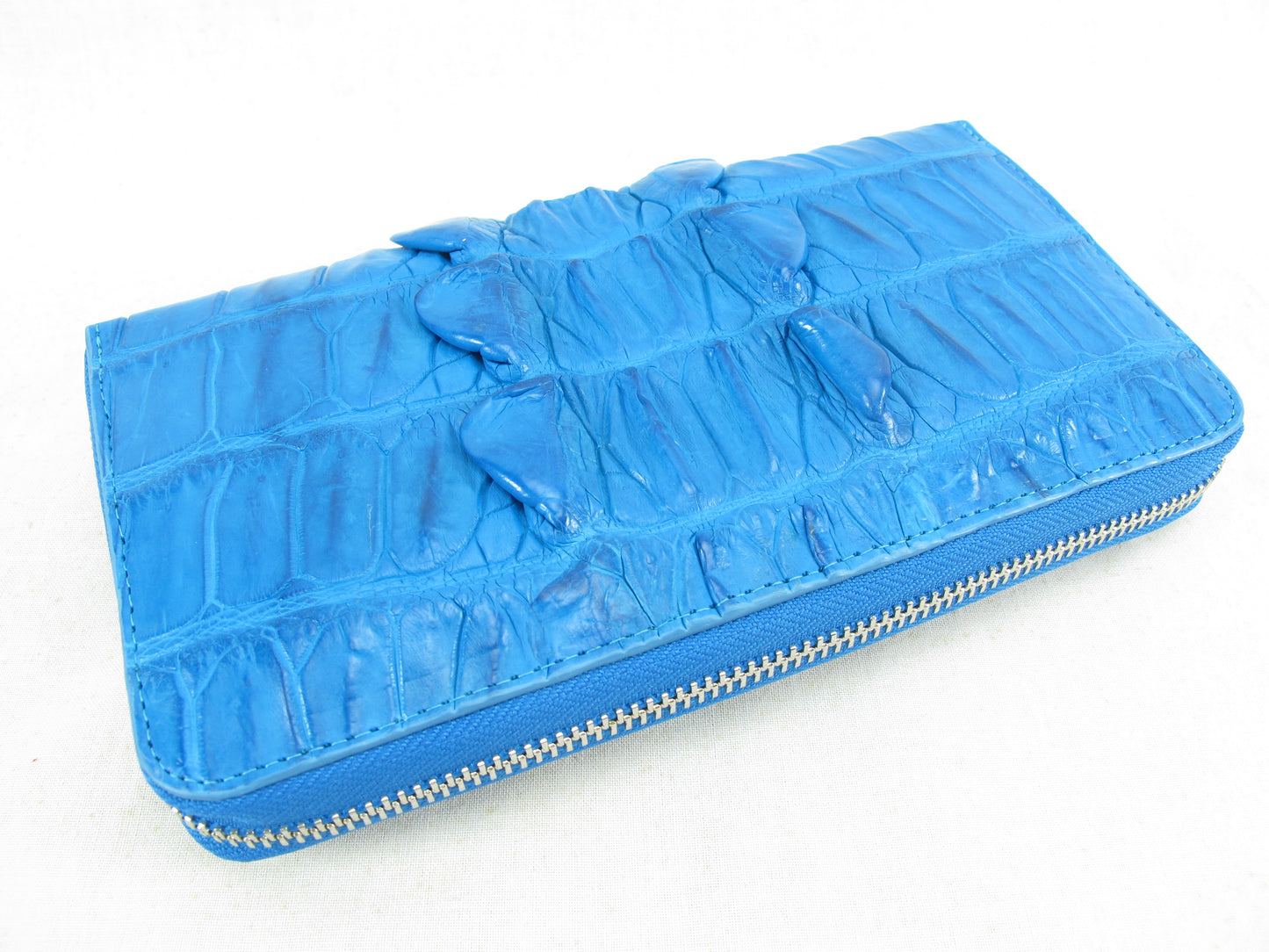 Genuine Crocodile Tail Skin Leather Large Zip Around Clutch Wallet Purse