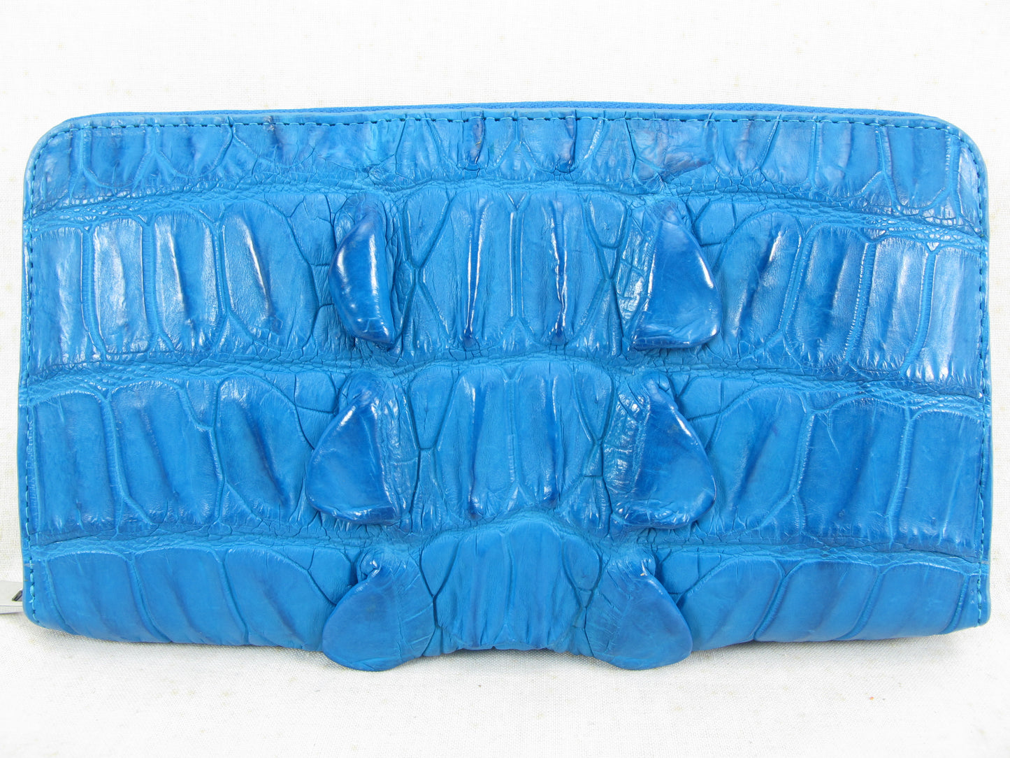 Genuine Crocodile Tail Skin Leather Large Zip Around Clutch Wallet Purse