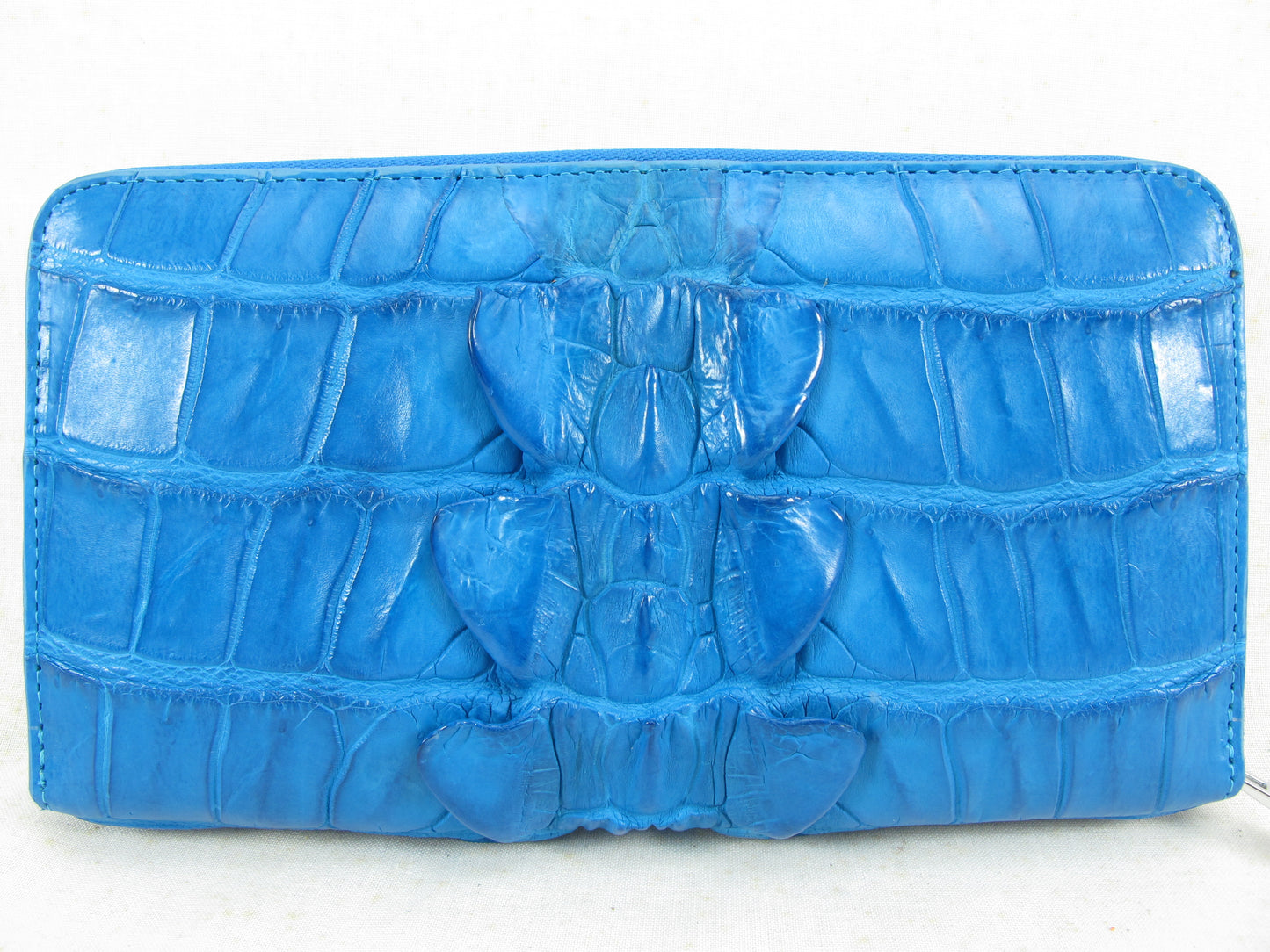 Genuine Crocodile Tail Skin Leather Large Zip Around Clutch Wallet Purse