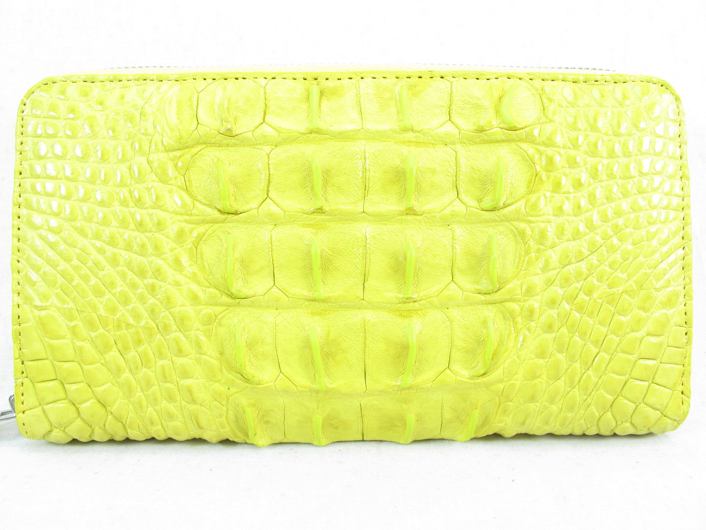 Genuine Crocodile Tail Skin Leather Large Zip Around Clutch Wallet Purse