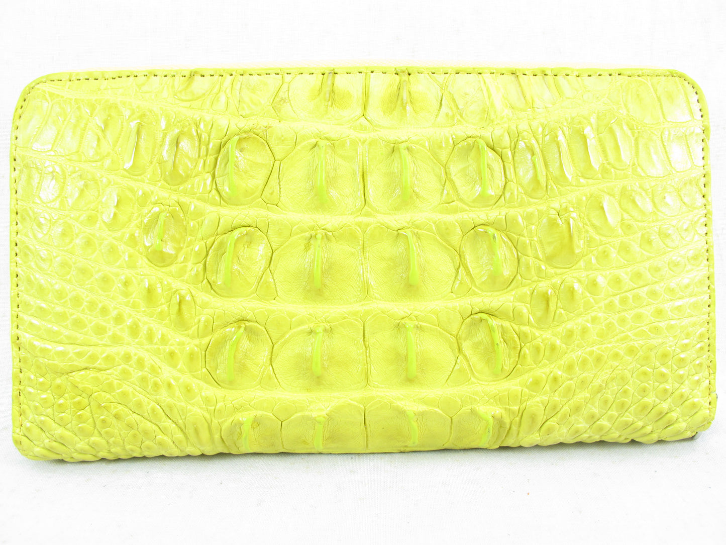 Genuine Crocodile Tail Skin Leather Large Zip Around Clutch Wallet Purse