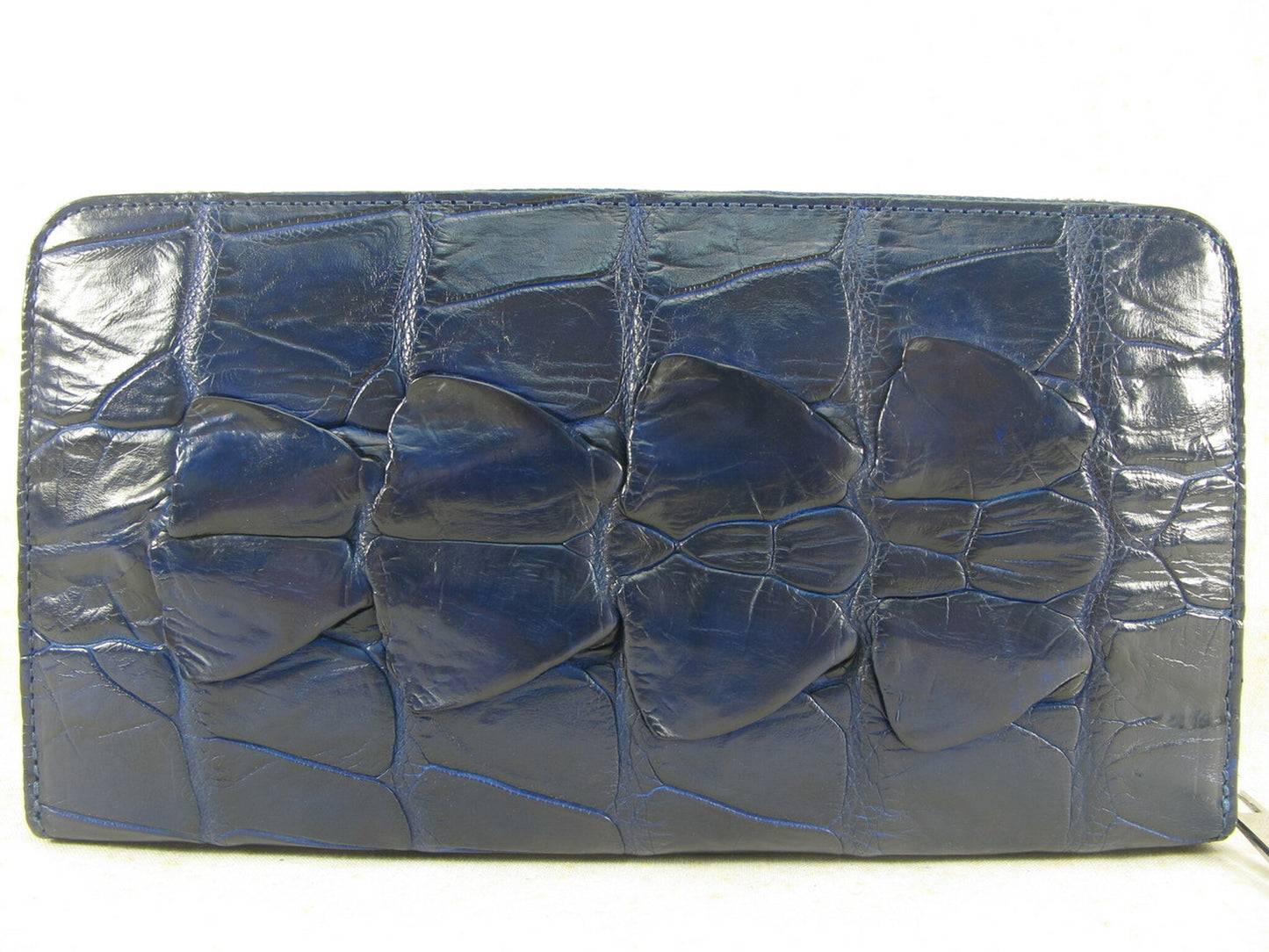 Genuine Crocodile Tail Skin Leather Large Zip Around Clutch Wallet Purse