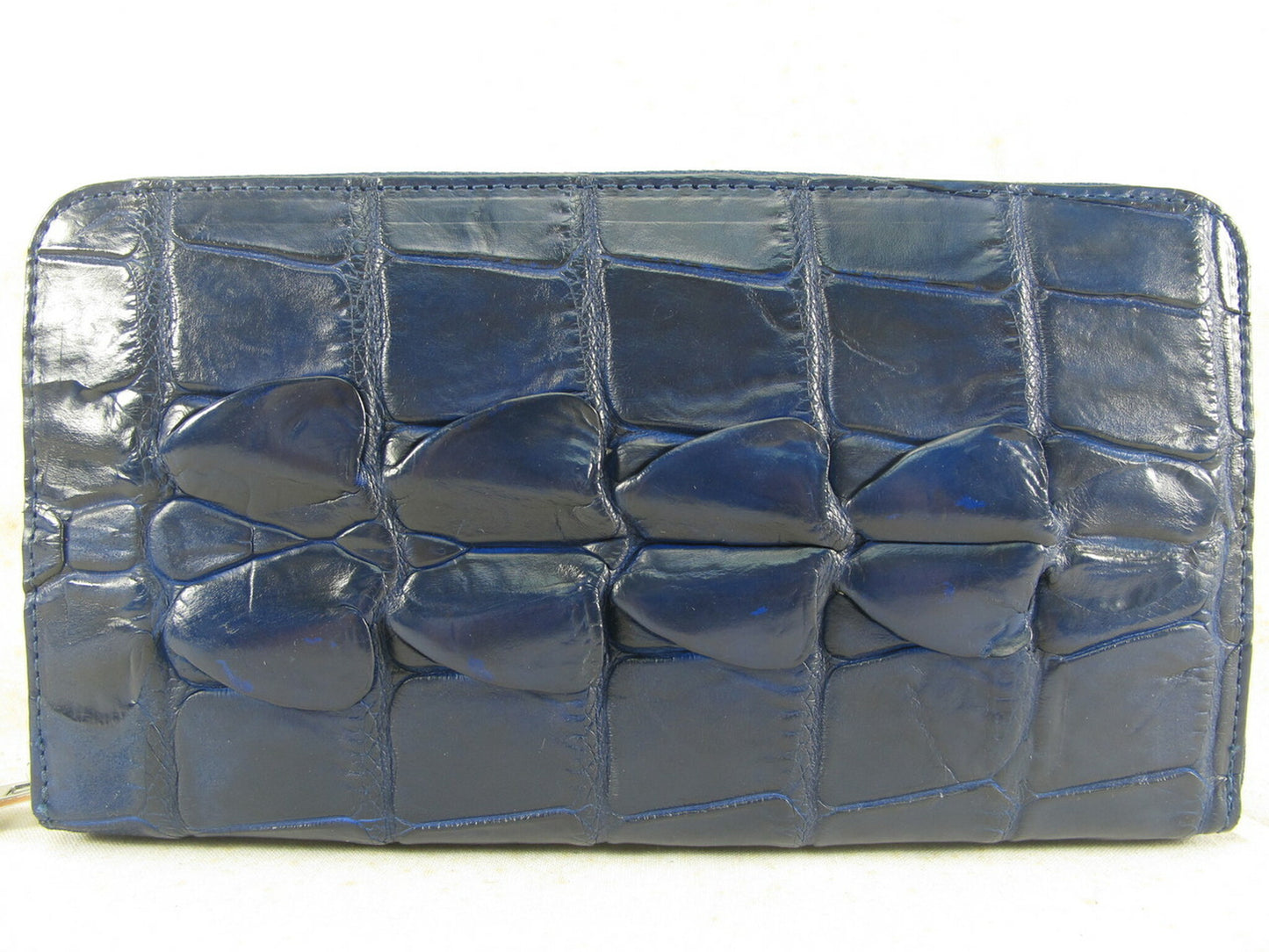 Genuine Crocodile Tail Skin Leather Large Zip Around Clutch Wallet Purse