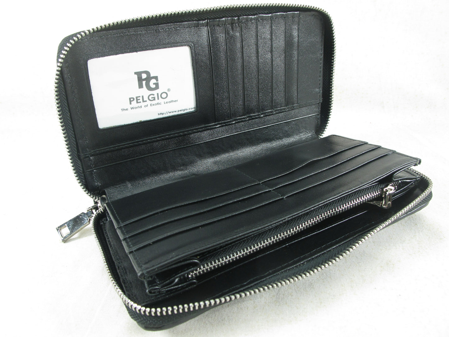 Genuine Crocodile Backbone Skin Leather Large Zip Around Clutch Wallet Purse