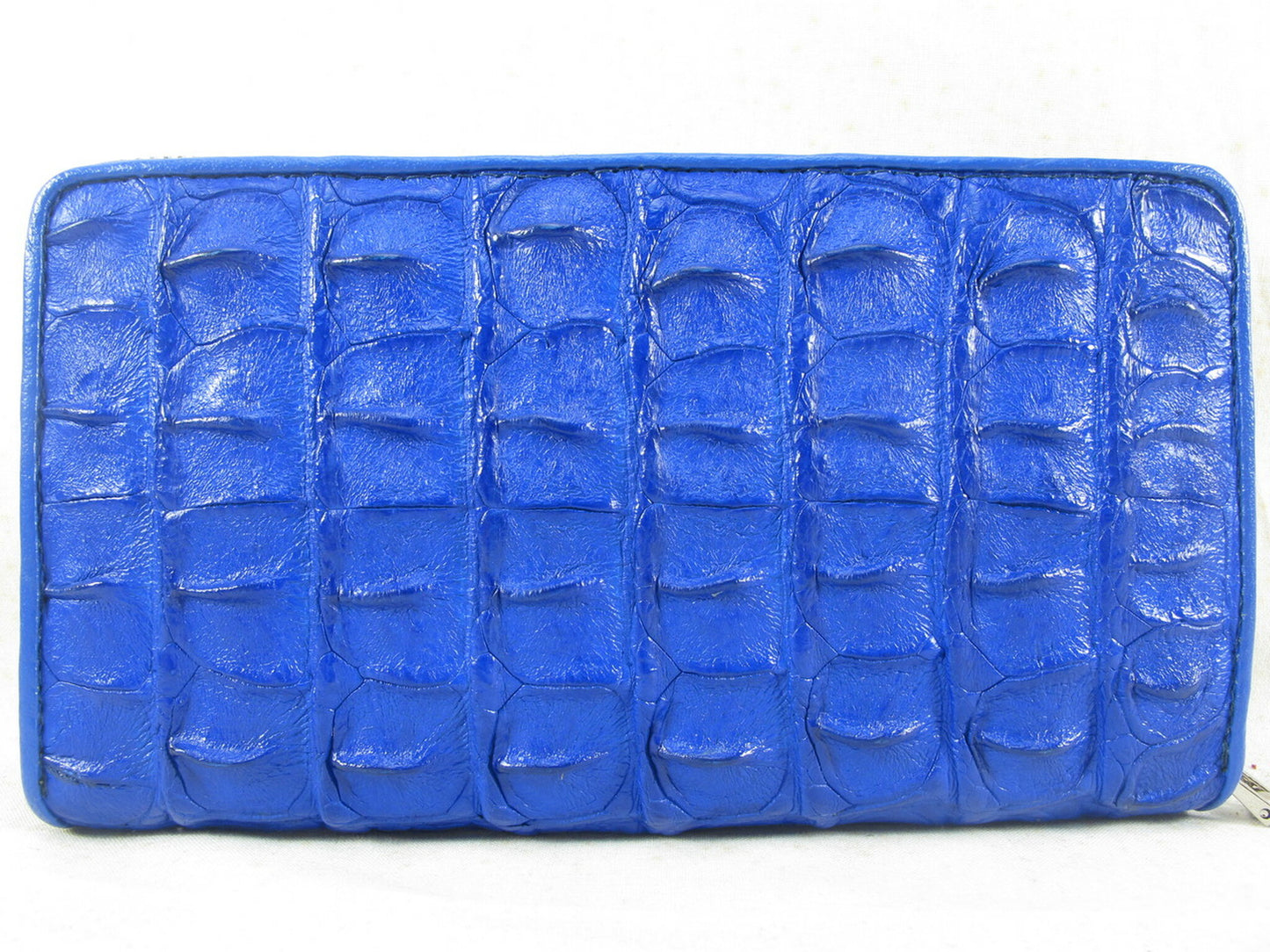 Genuine Crocodile Backbone Skin Leather Large Zip Around Clutch Wallet Purse
