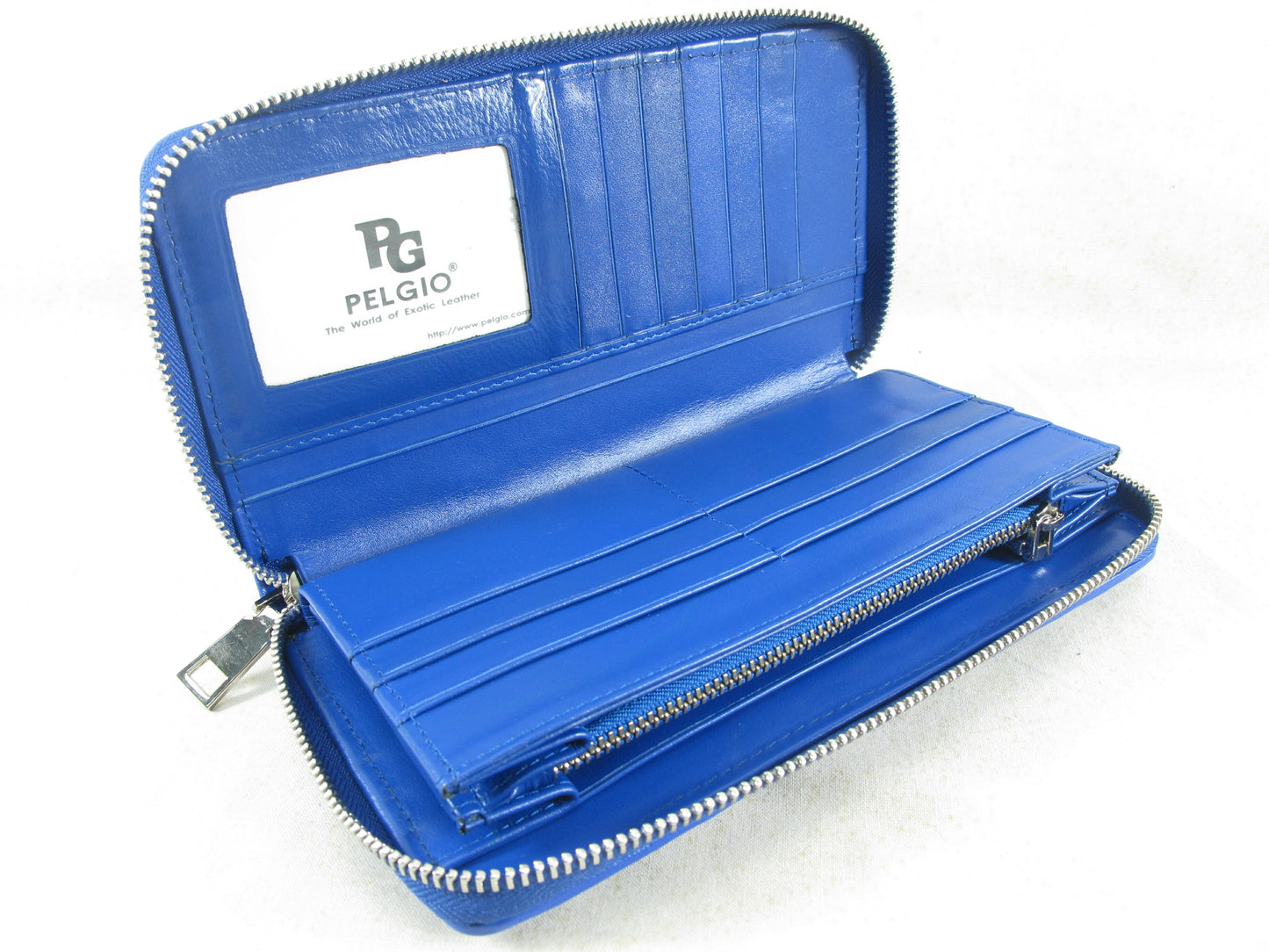 Genuine Crocodile Backbone Skin Leather Large Zip Around Clutch Wallet Purse