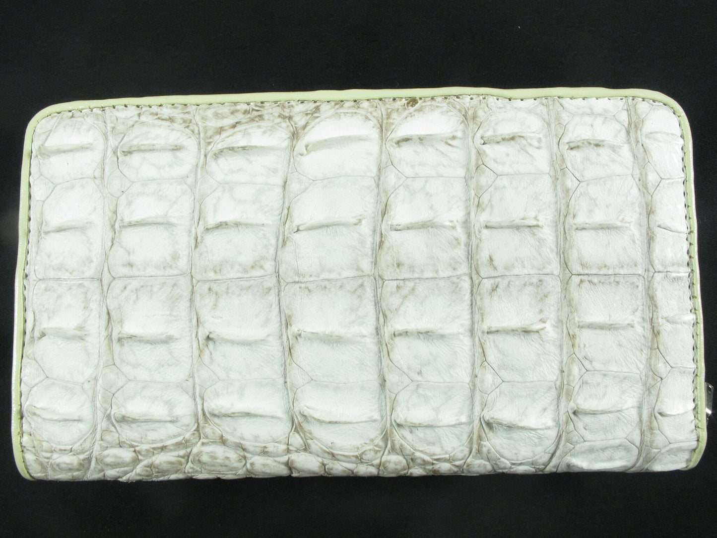 Genuine Crocodile Backbone Skin Leather Large Zip Around Clutch Wallet Purse