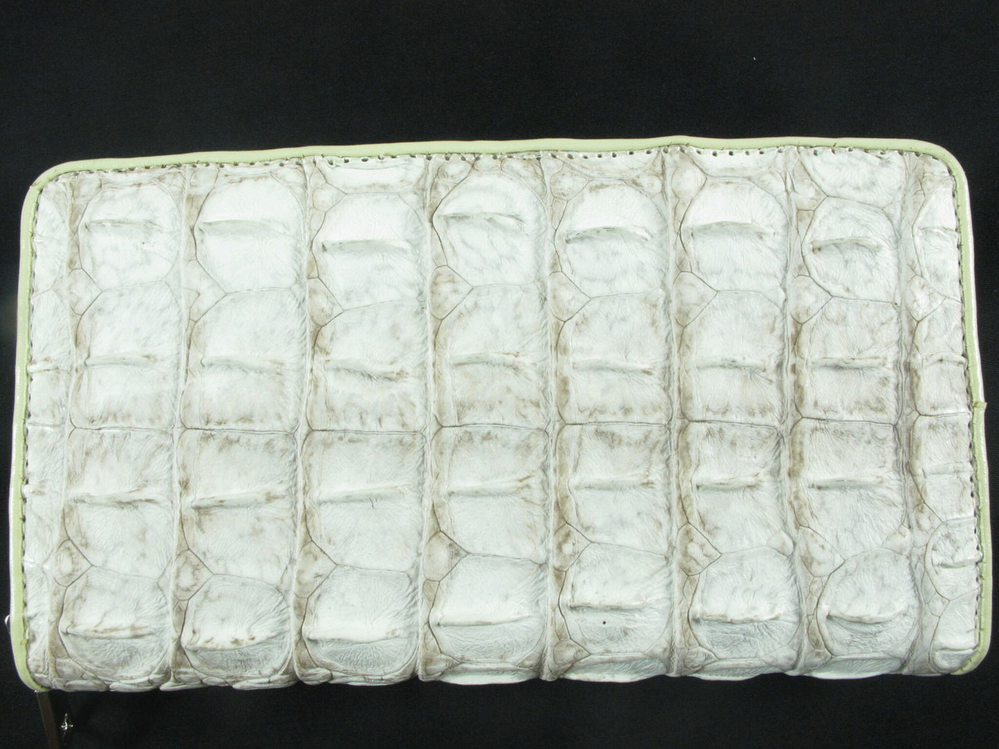 Genuine Crocodile Backbone Skin Leather Large Zip Around Clutch Wallet Purse