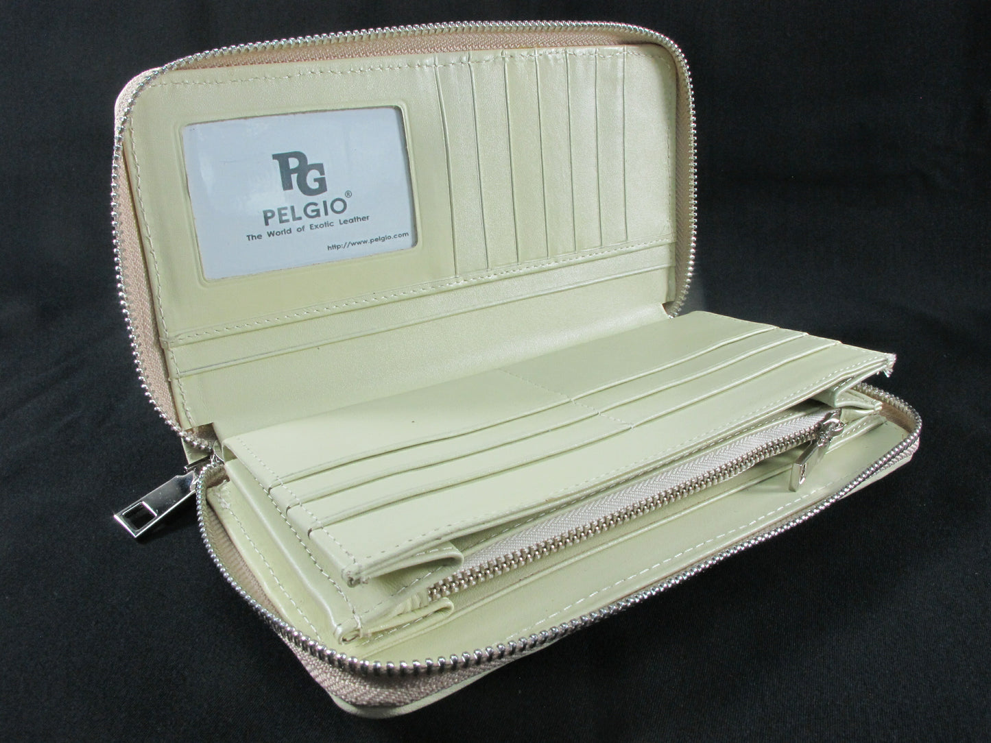 Genuine Crocodile Backbone Skin Leather Large Zip Around Clutch Wallet Purse