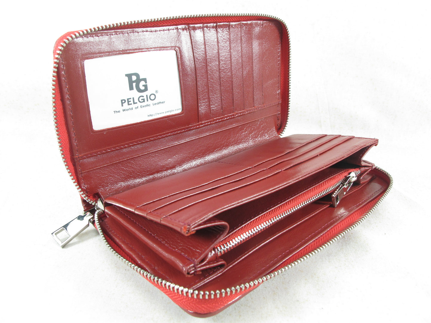 Genuine Crocodile Backbone Skin Leather Large Zip Around Clutch Wallet Purse