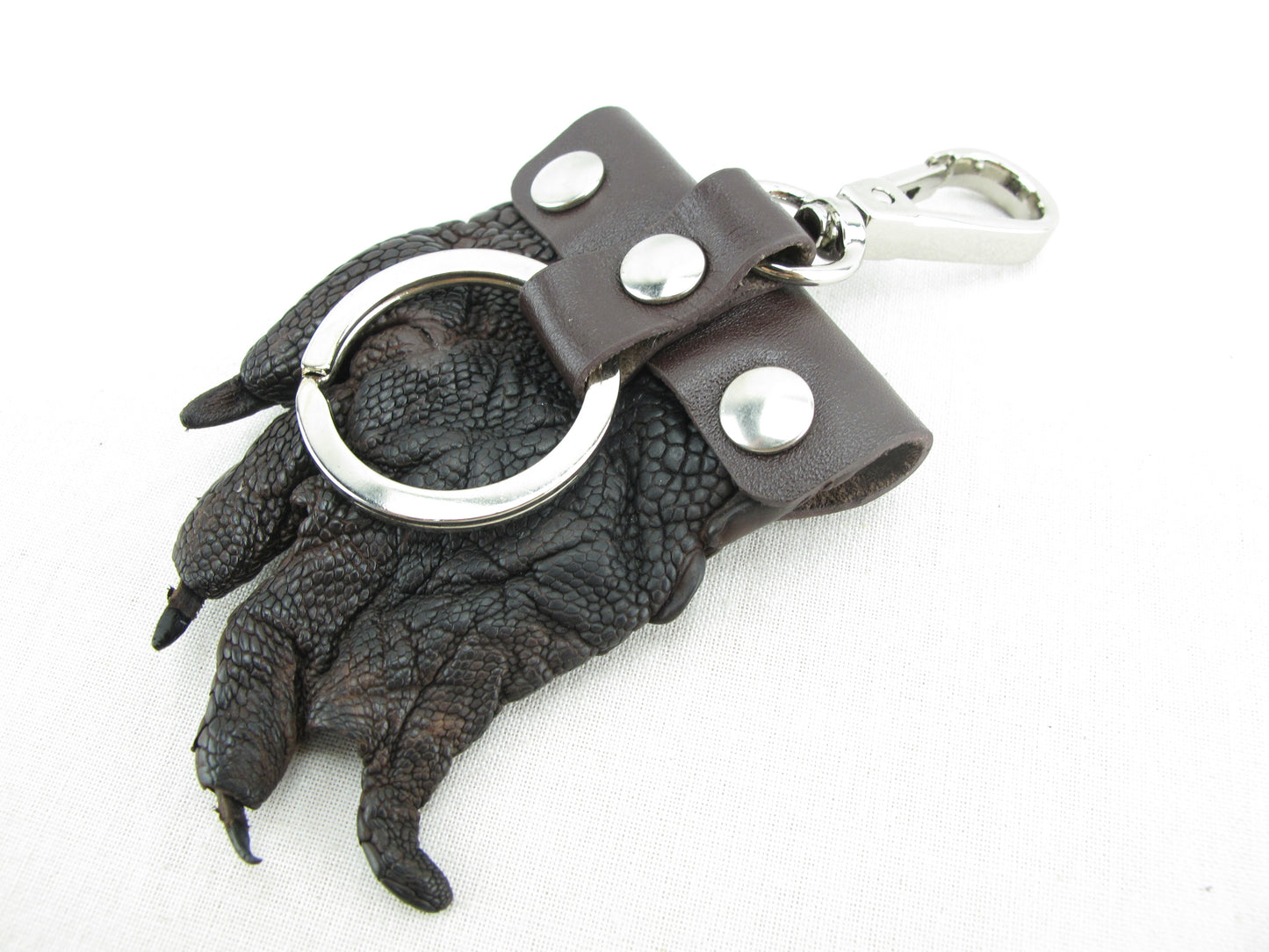Genuine Crocodile Skin Leather Foot Claw Key Ring Keychain Holder