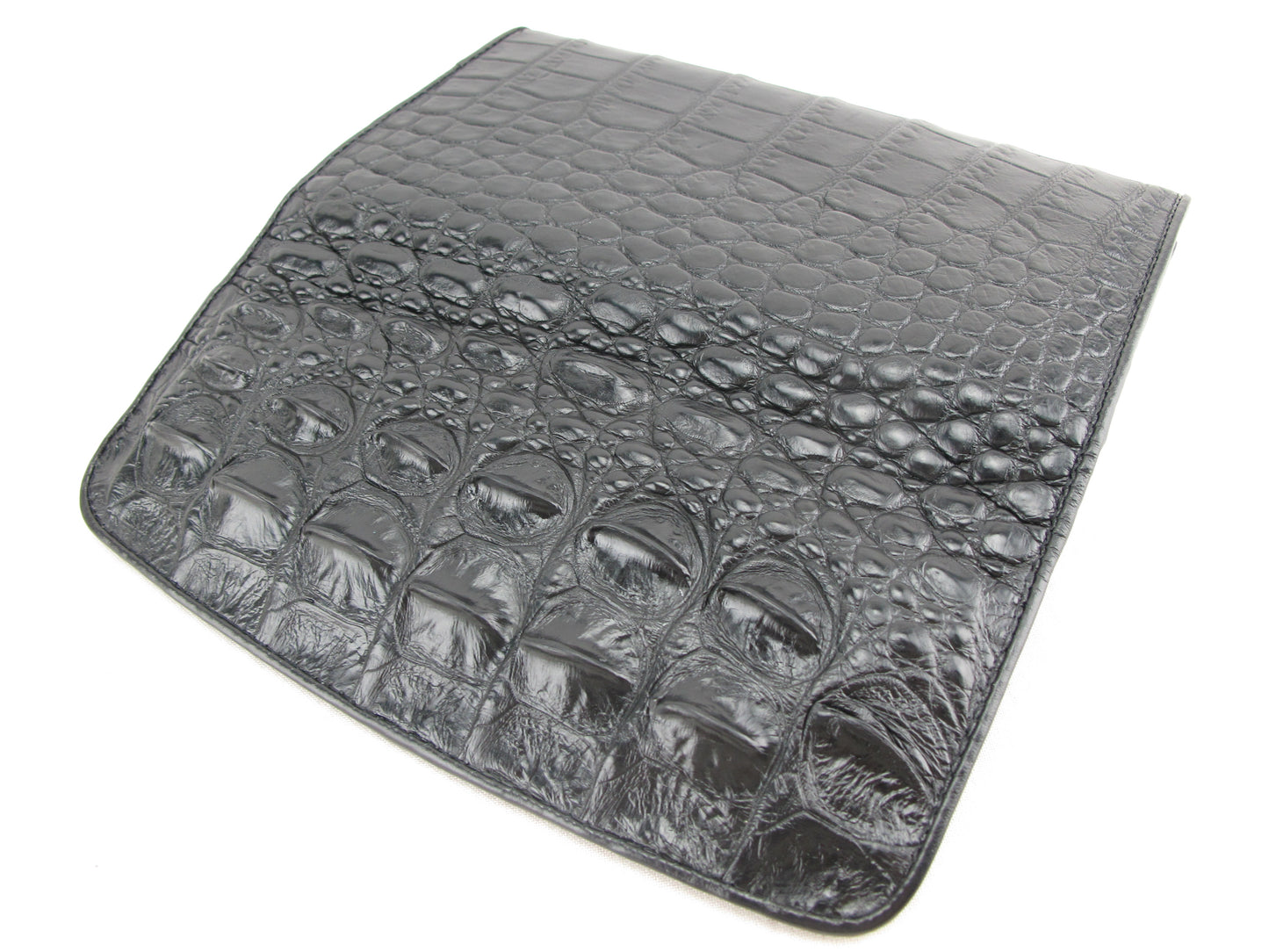 Genuine Crocodile Half Hornback Skin Leather Women's Trifold Clutch Wallet Purse