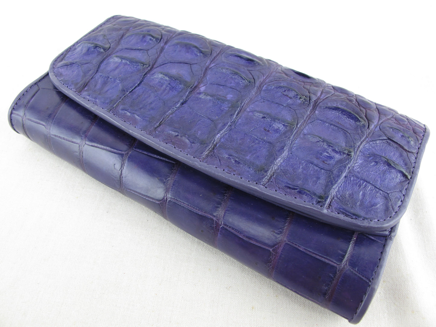 Genuine Crocodile Half Hornback Skin Leather Women's Trifold Clutch Wallet Purse