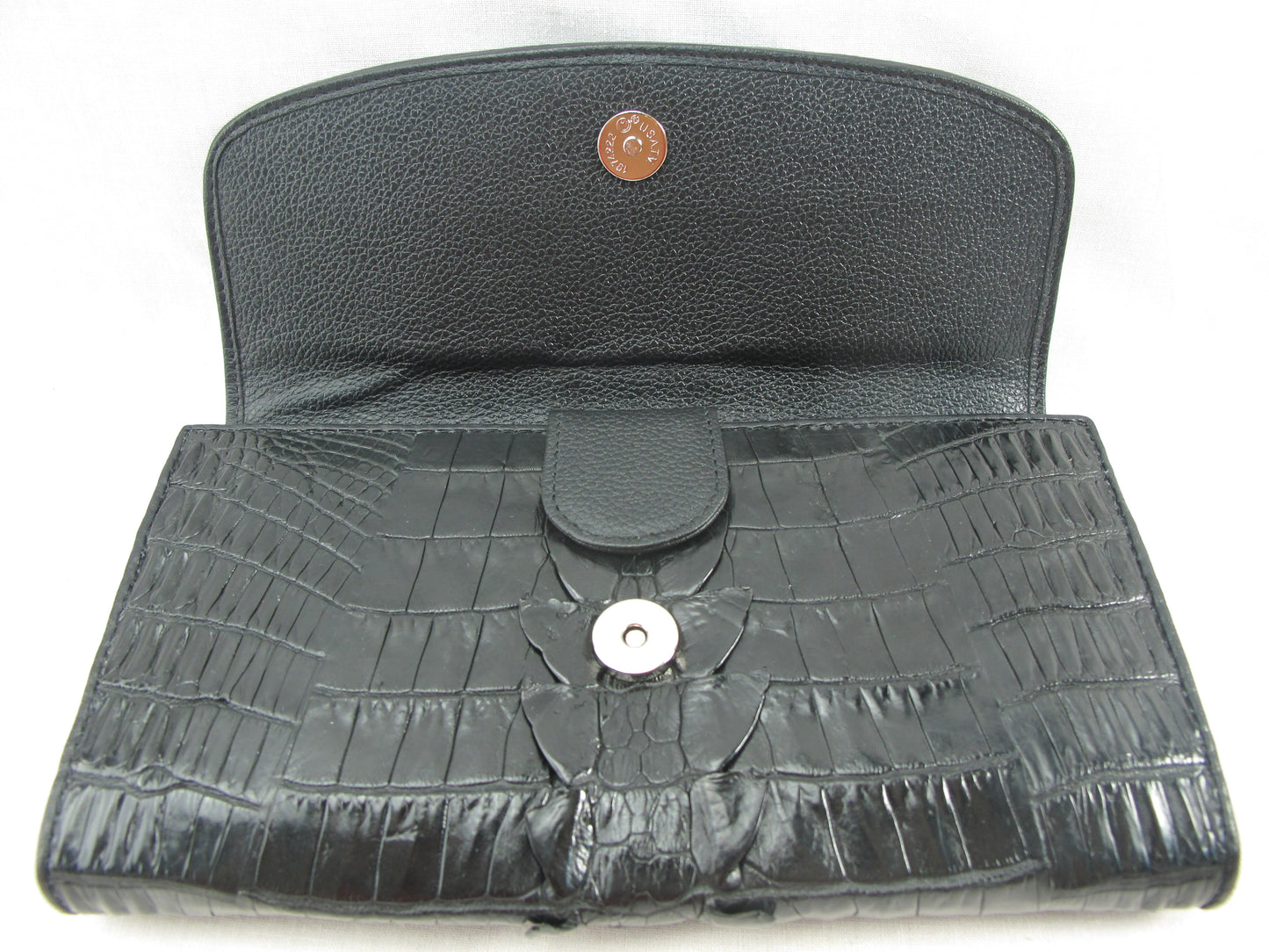 Genuine Crocodile Tail Skin Leather Women's Trifold Clutch Wallet Purse