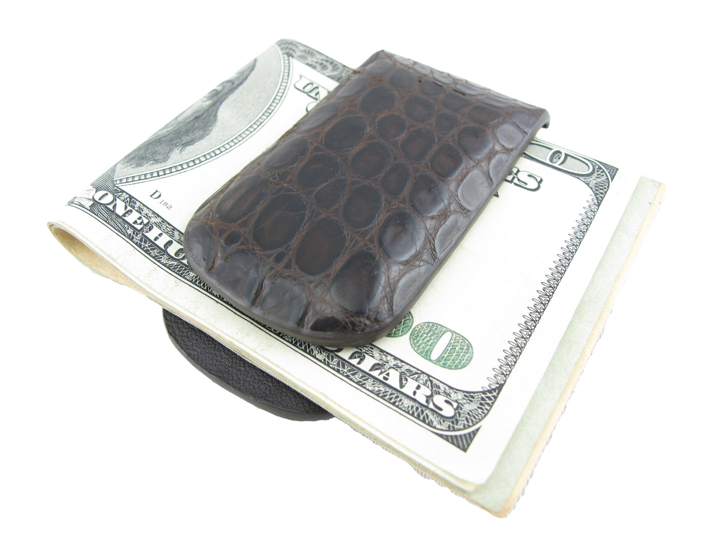 Genuine Crocodile Skin Leather Magnetic Money Clip Banknote Wallet