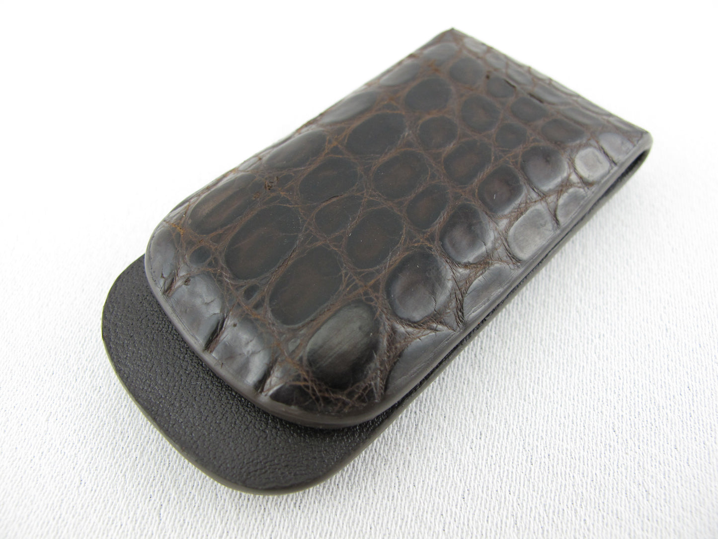 Genuine Crocodile Skin Leather Magnetic Money Clip Banknote Wallet