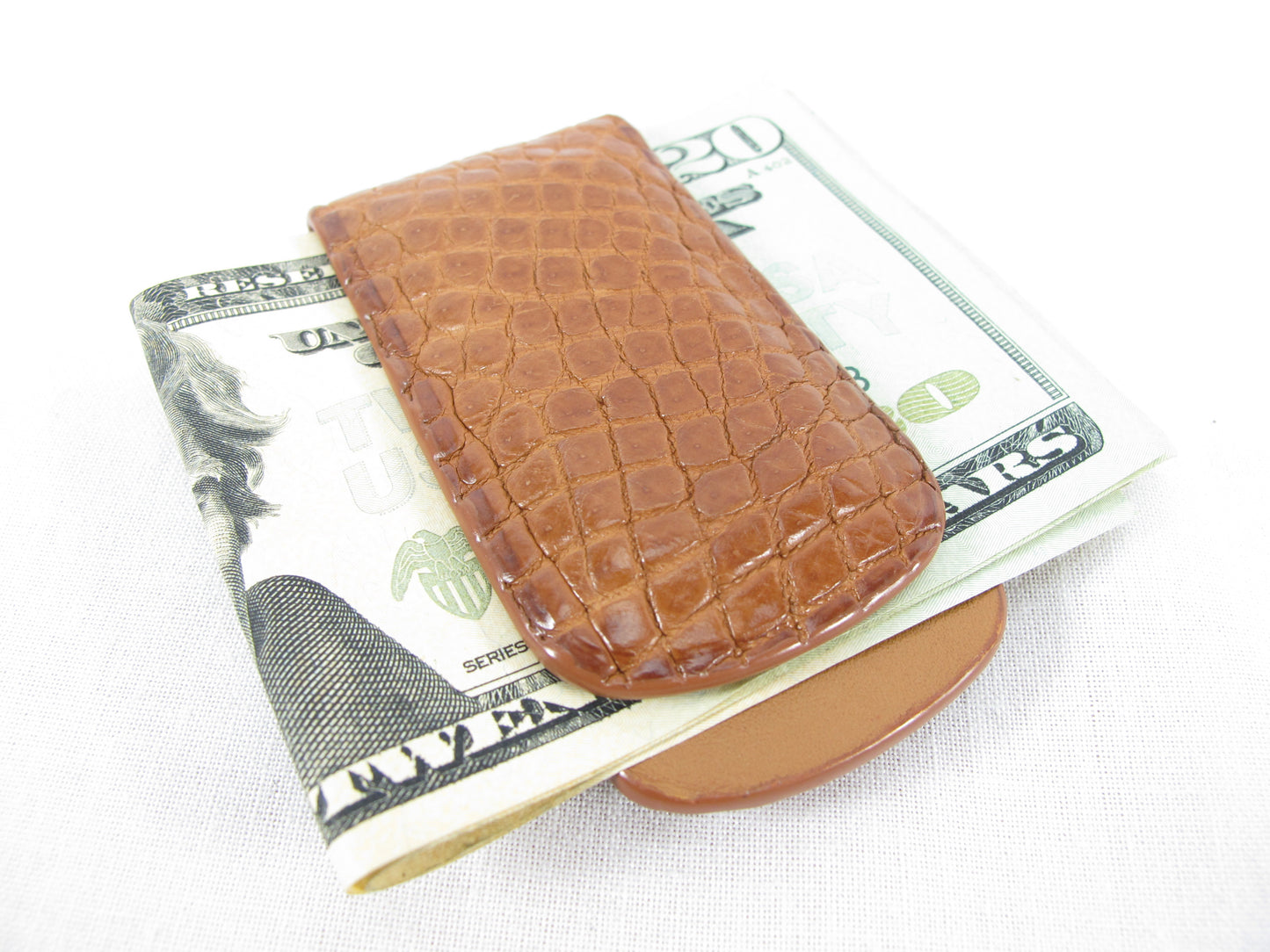 Genuine Crocodile Skin Leather Magnetic Money Clip Banknote Wallet