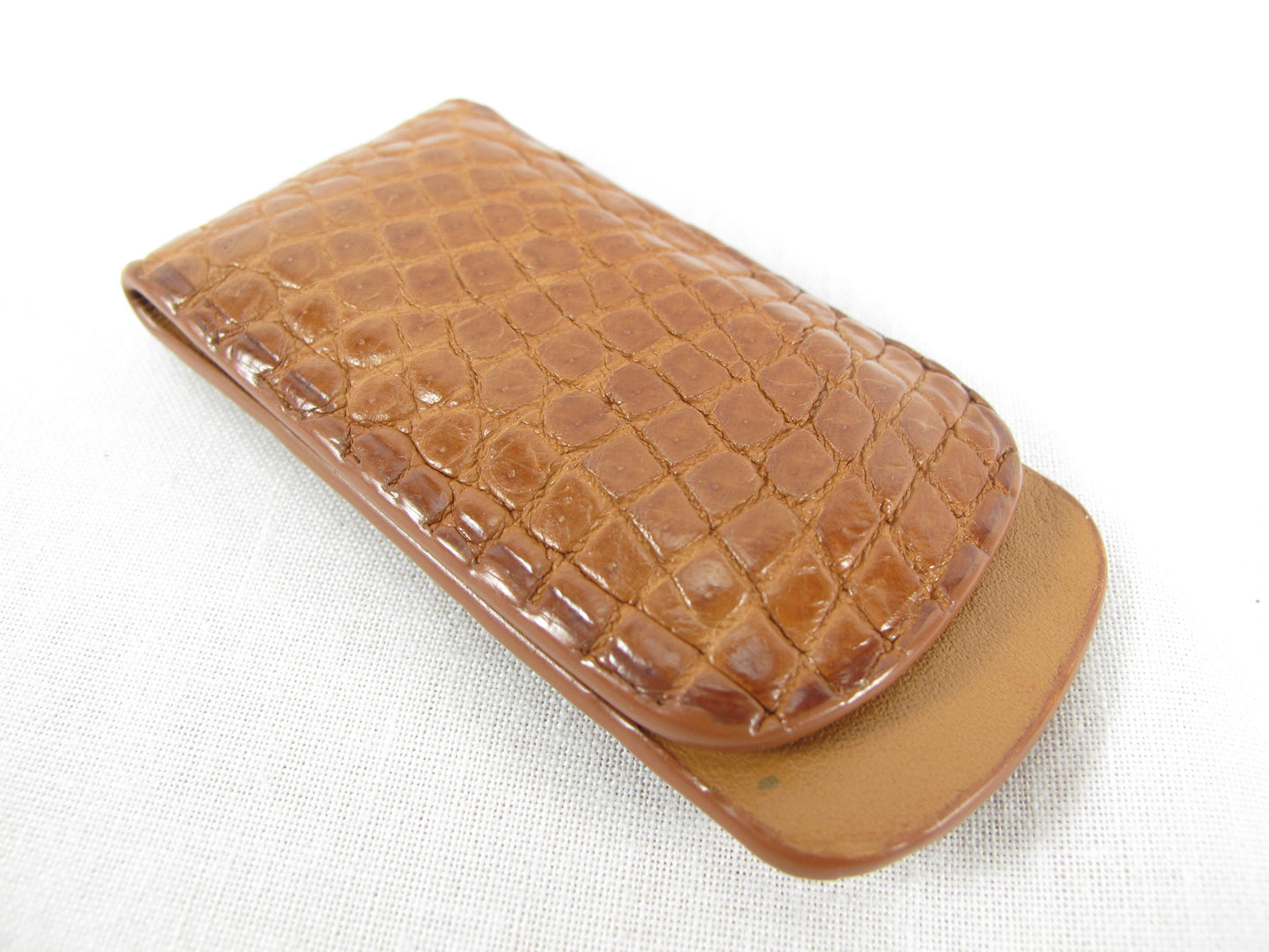 Genuine Crocodile Skin Leather Magnetic Money Clip Banknote Wallet