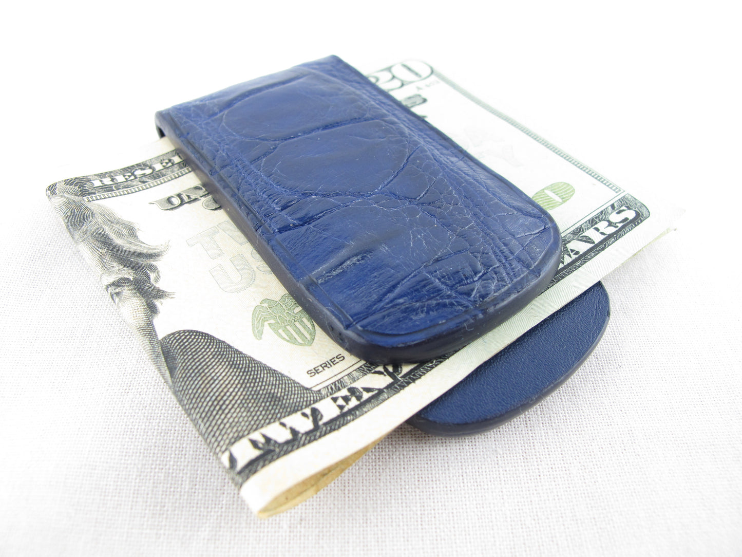 Genuine Crocodile Skin Leather Magnetic Money Clip Banknote Wallet