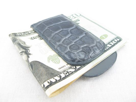 Genuine Crocodile Skin Leather Magnetic Money Clip Banknote Wallet