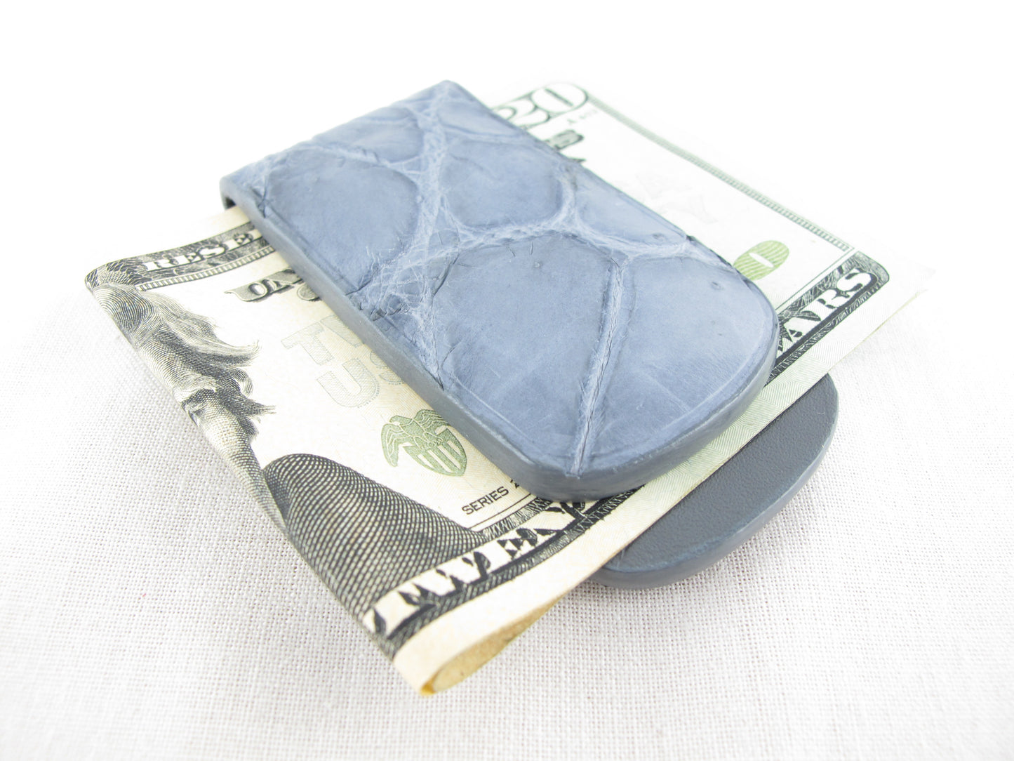 Genuine Crocodile Skin Leather Magnetic Money Clip Banknote Wallet