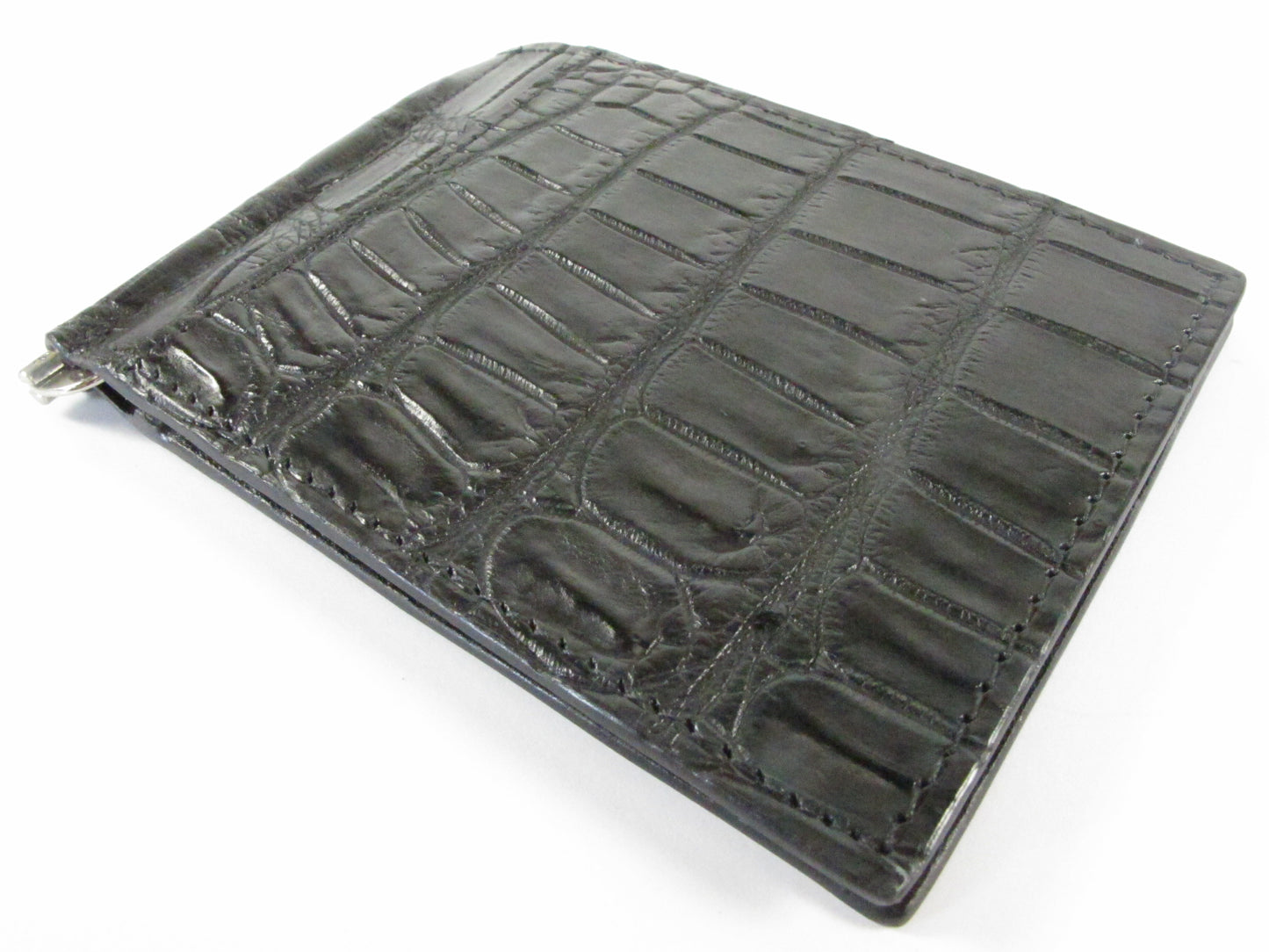 Genuine Crocodile Belly Skin Leather Money Clip Slim Bifold Men's Wallet