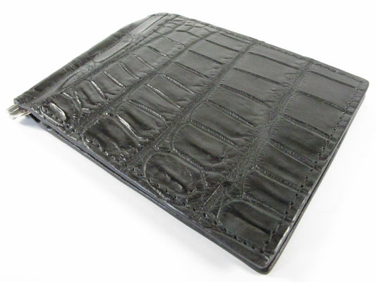 Genuine Crocodile Belly Skin Leather Money Clip Slim Bifold Men's Wallet