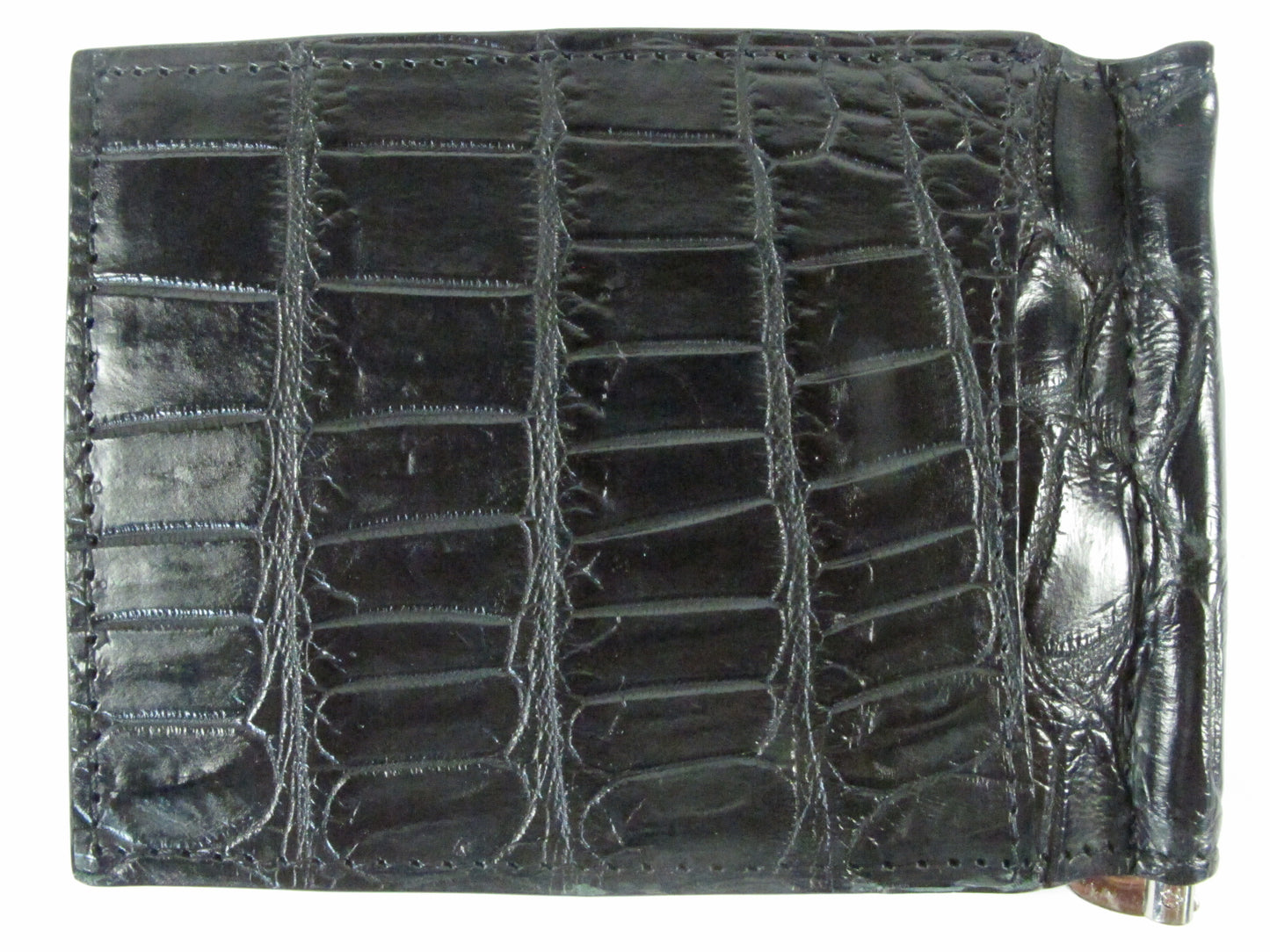 Genuine Crocodile Belly Skin Leather Money Clip Slim Bifold Men's Wallet
