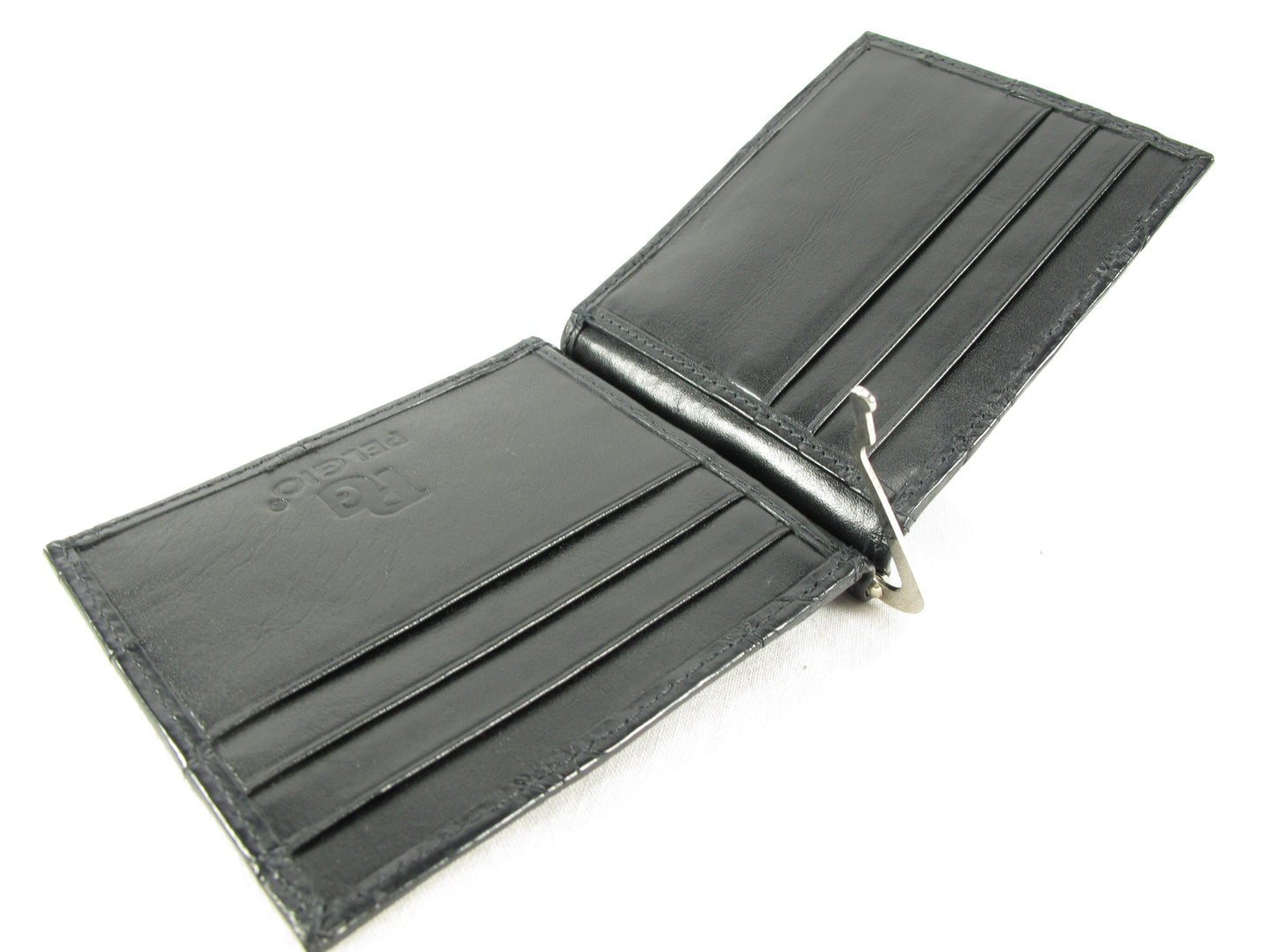 Genuine Crocodile Belly Skin Leather Money Clip Slim Bifold Men's Wallet