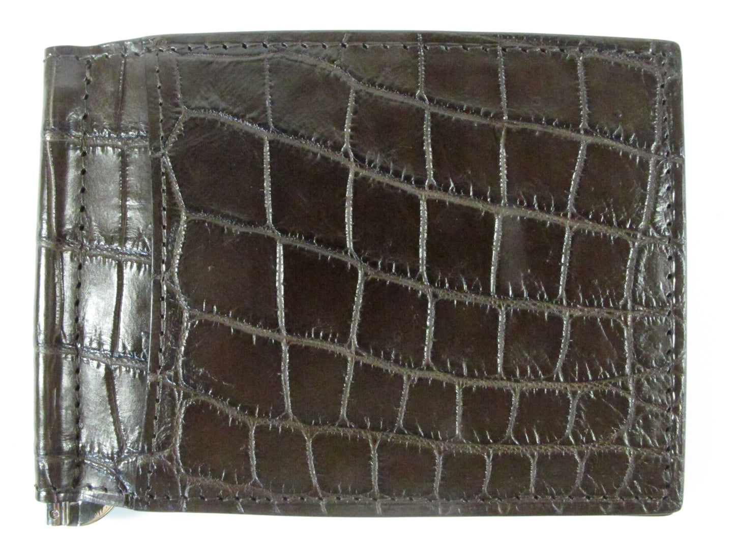 Genuine Crocodile Belly Skin Leather Money Clip Slim Bifold Men's Wallet