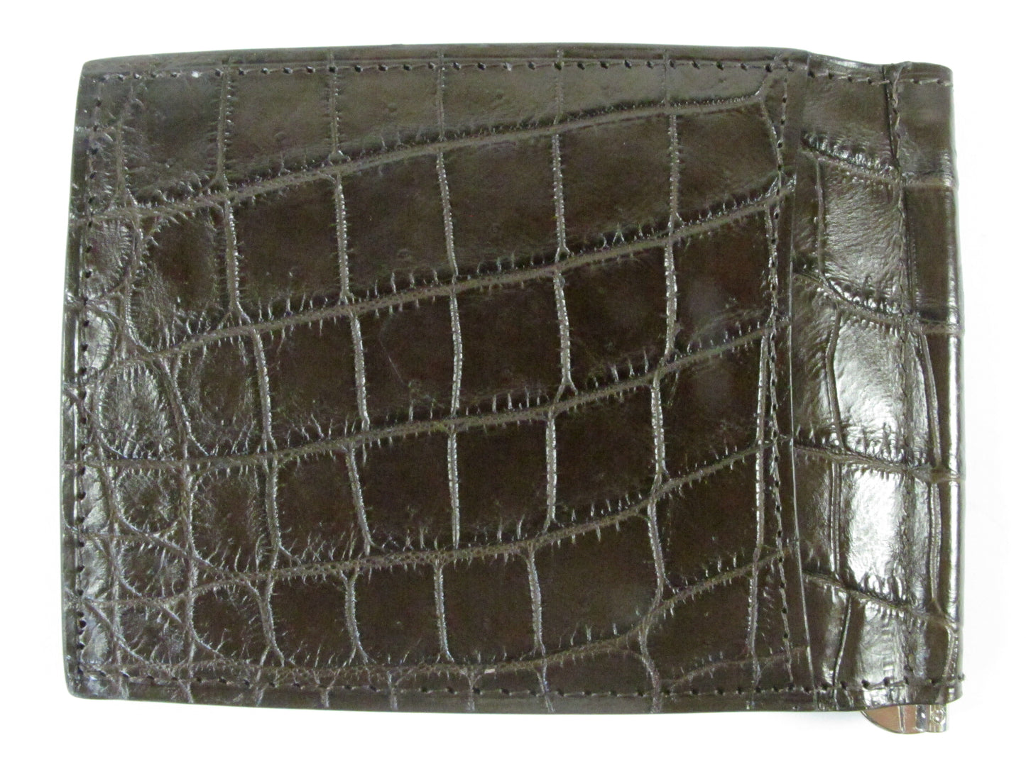 Genuine Crocodile Belly Skin Leather Money Clip Slim Bifold Men's Wallet