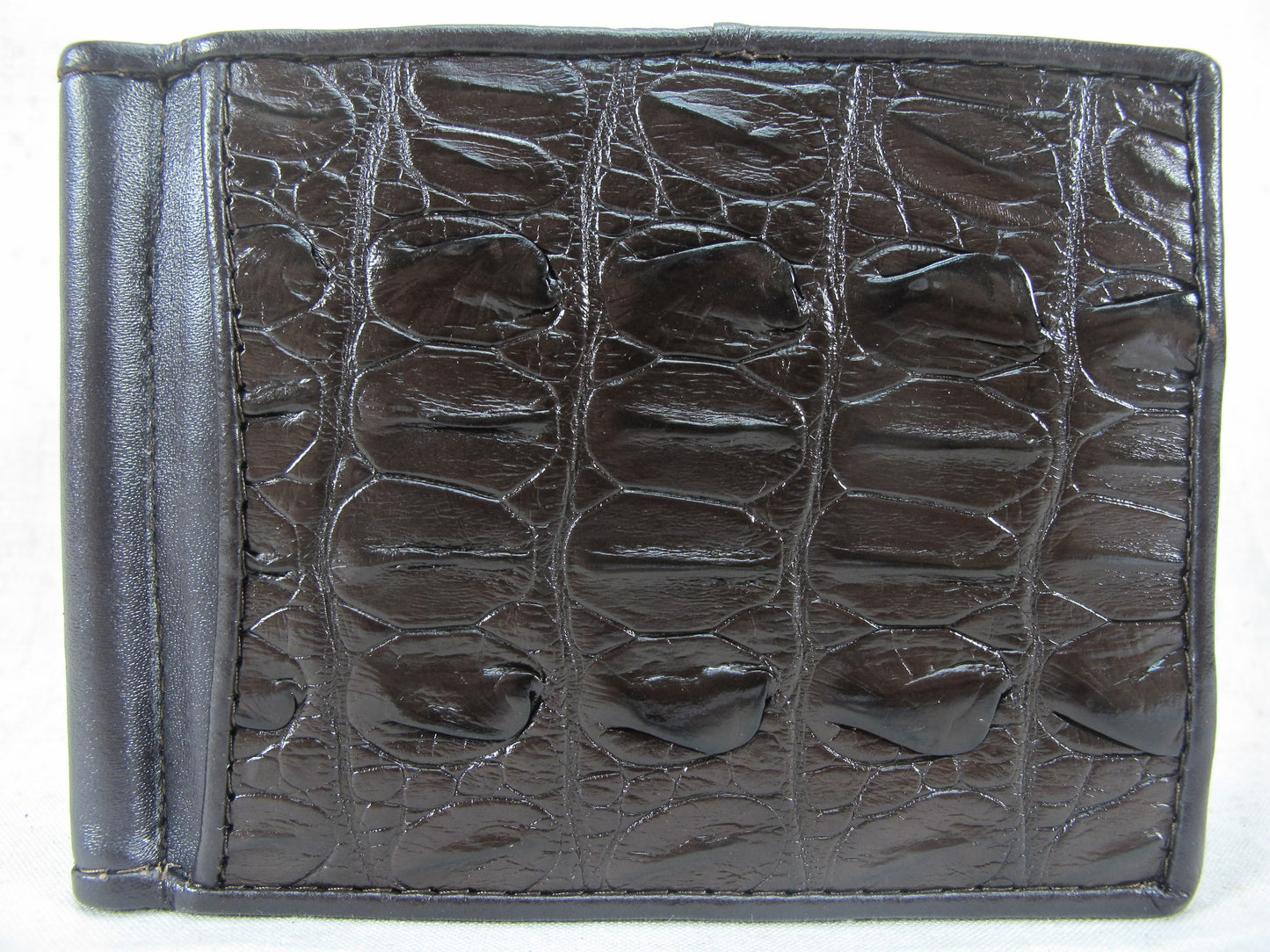 Genuine Crocodile Tail Skin Leather Money Clip Slim Bifold Men's Wallet