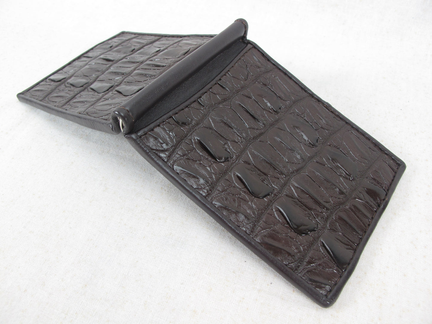 Genuine Crocodile Tail Skin Leather Money Clip Slim Bifold Men's Wallet