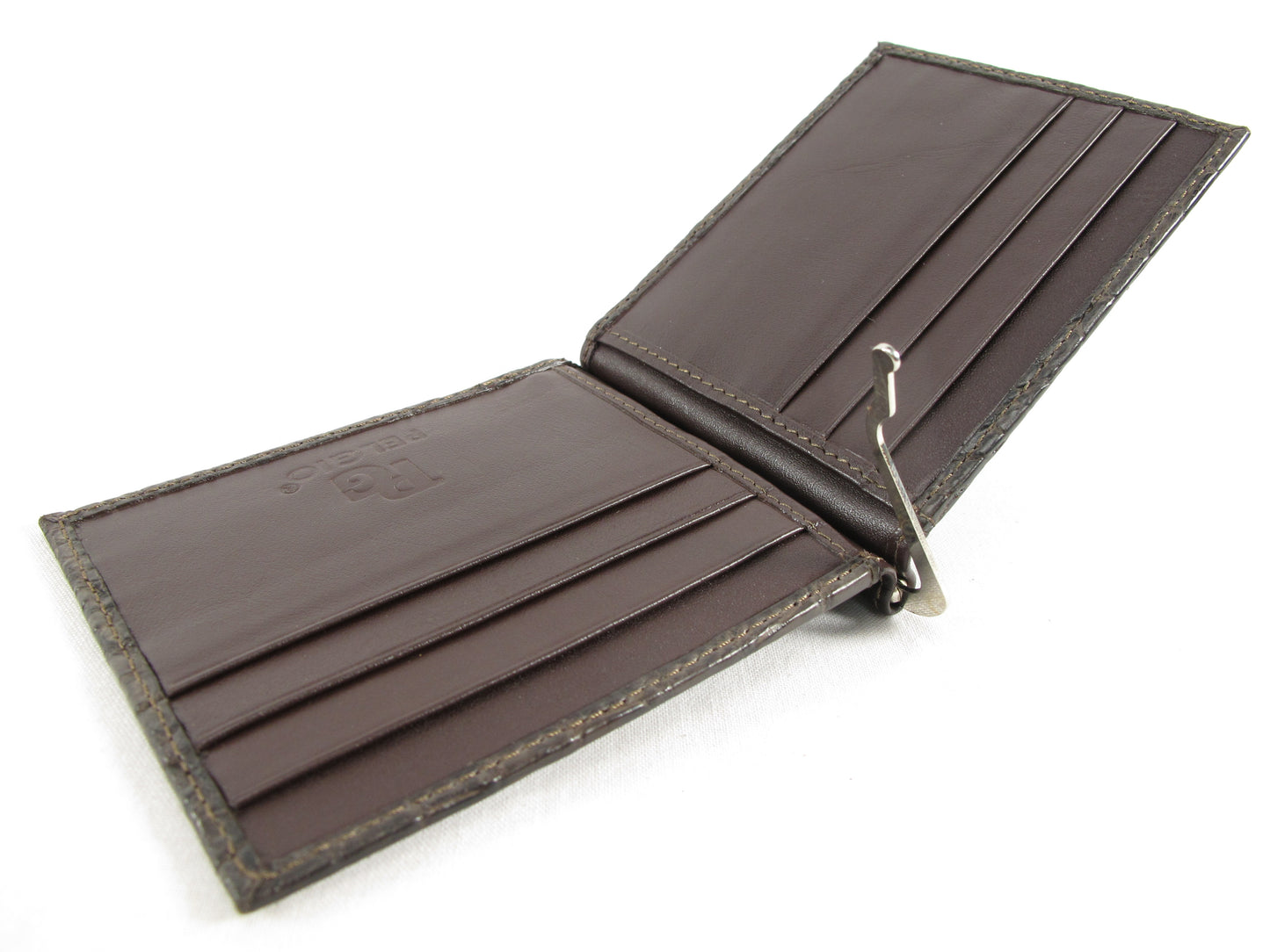 Genuine Crocodile Tail Skin Leather Money Clip Slim Bifold Men's Wallet