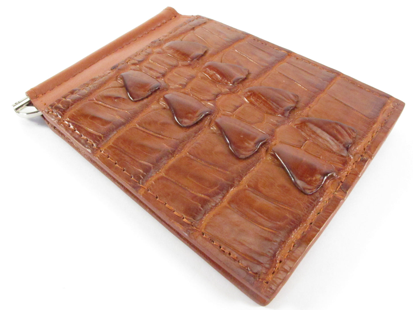 Genuine Crocodile Tail Skin Leather Money Clip Slim Bifold Men's Wallet