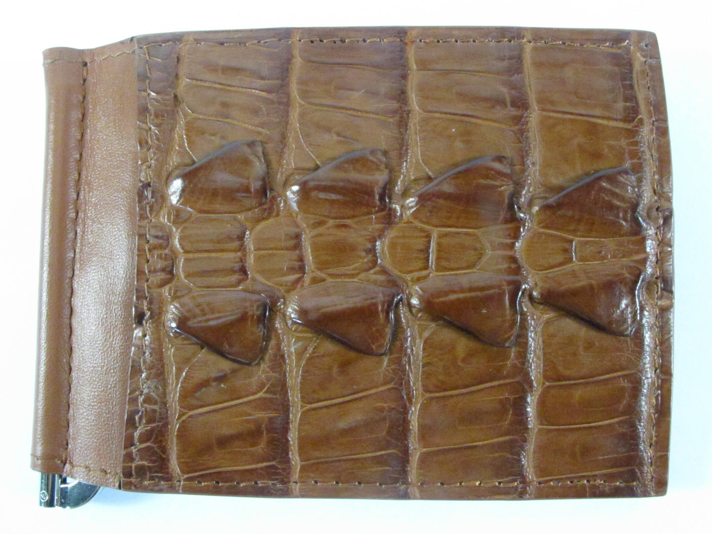 Genuine Crocodile Tail Skin Leather Money Clip Slim Bifold Men's Wallet