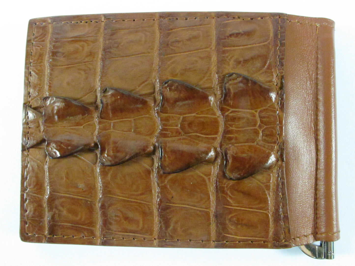 Genuine Crocodile Tail Skin Leather Money Clip Slim Bifold Men's Wallet