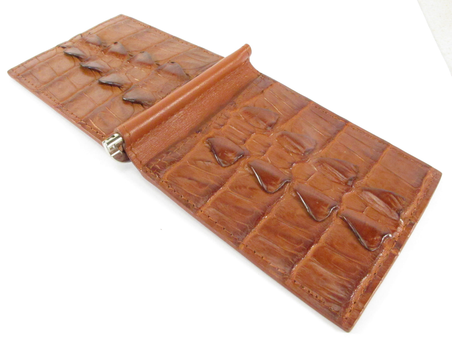 Genuine Crocodile Tail Skin Leather Money Clip Slim Bifold Men's Wallet