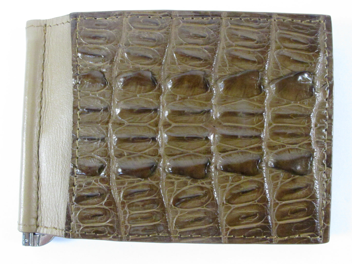 Genuine Crocodile Tail Skin Leather Money Clip Slim Bifold Men's Wallet