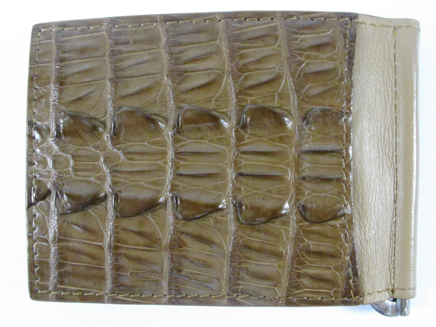 Genuine Crocodile Tail Skin Leather Money Clip Slim Bifold Men's Wallet